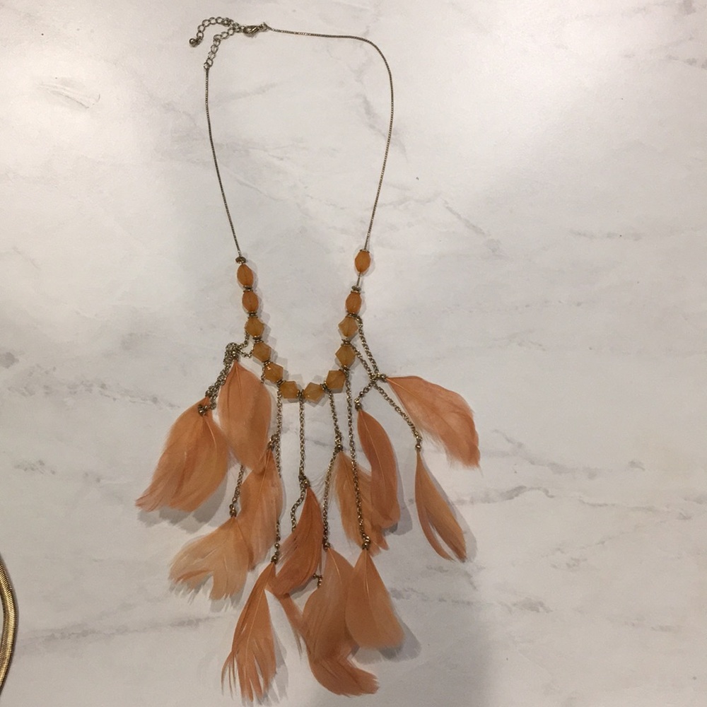 Coral feather necklace